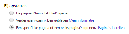 Chrome instellingen